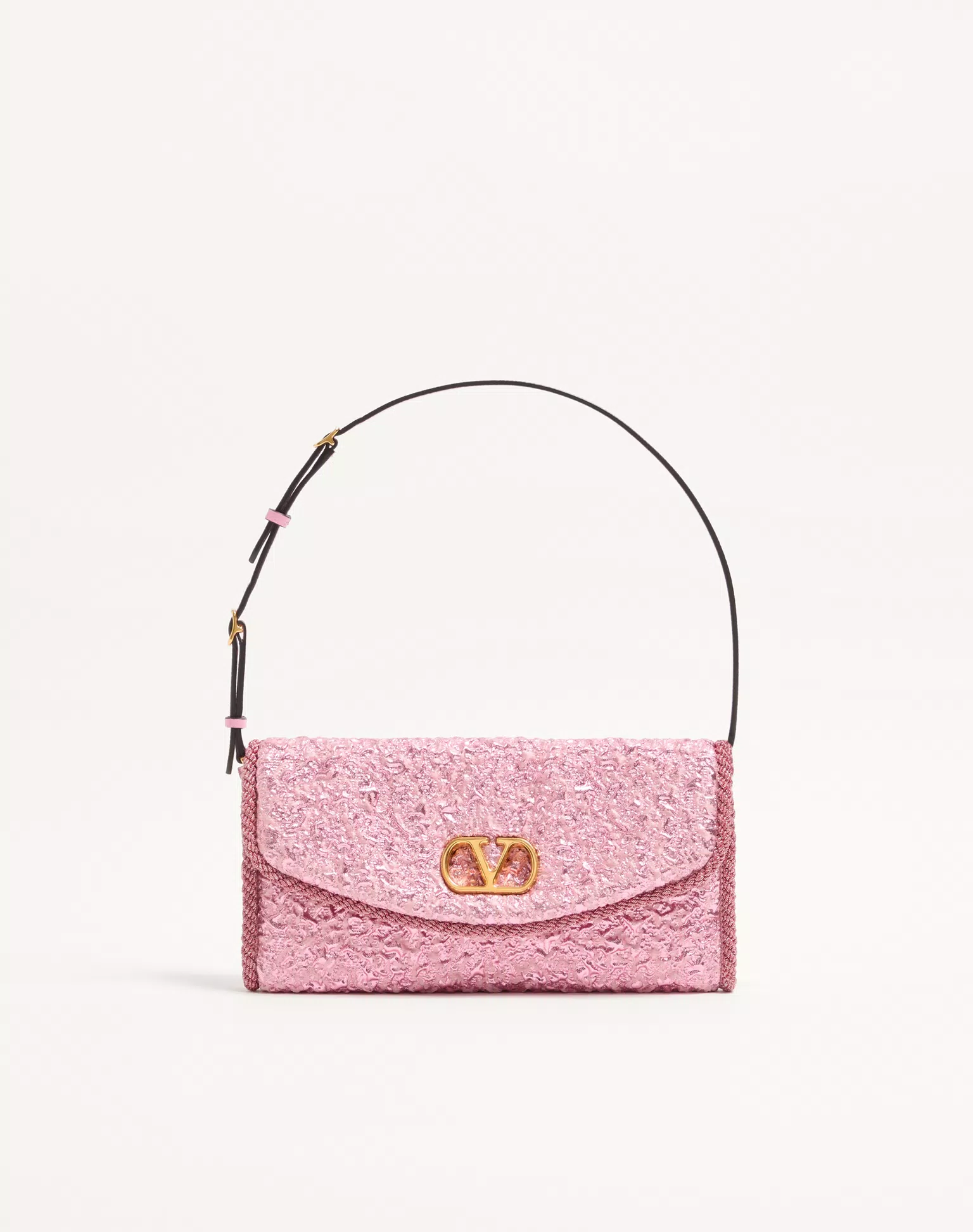 Valentino Garavani Devain Small Shoulder Bag In Cloqué Jacquard Fabric.