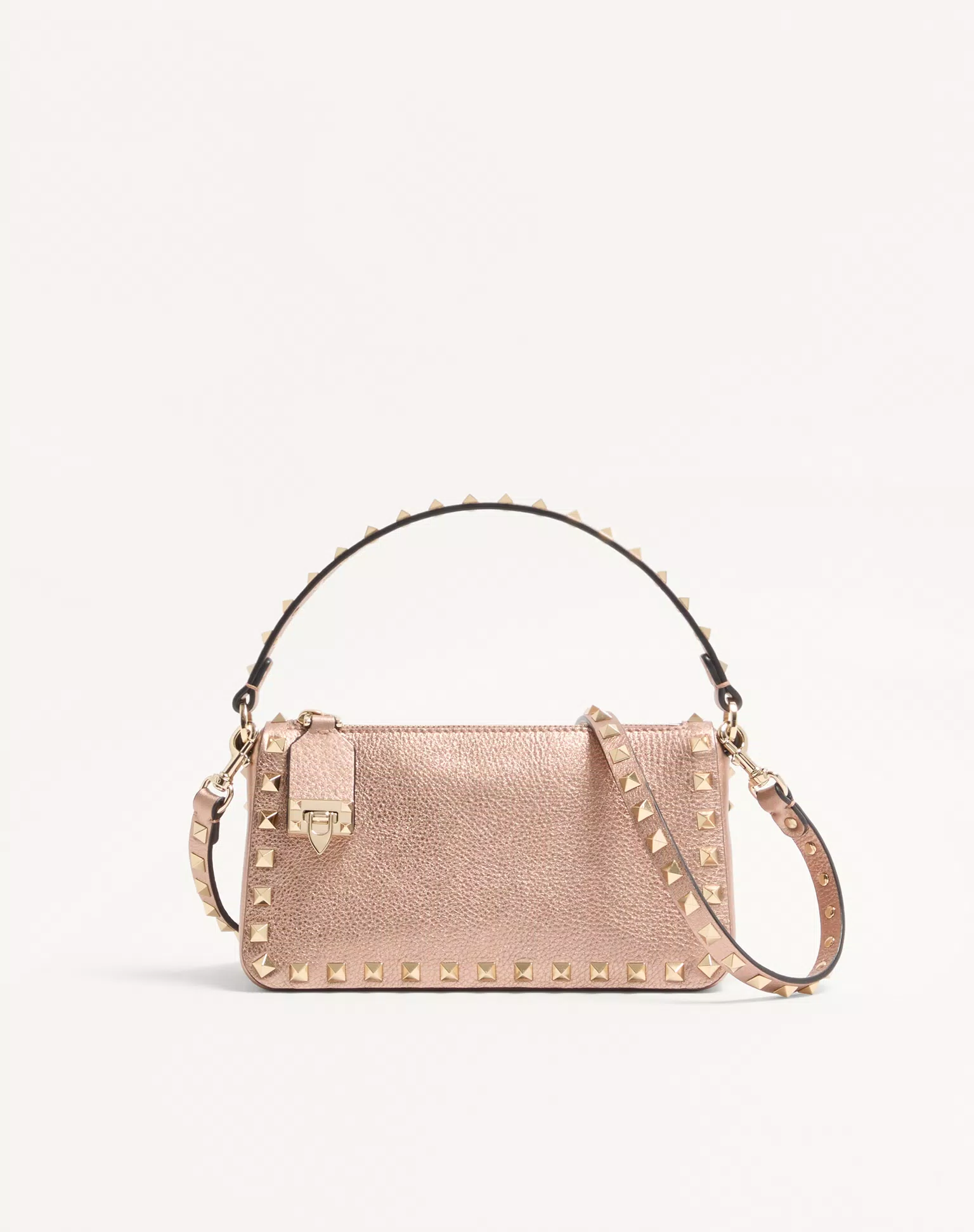 Valentino Garavani Rockstud Small Crossbody Bag In Laminated Grainy Calfskin Leather