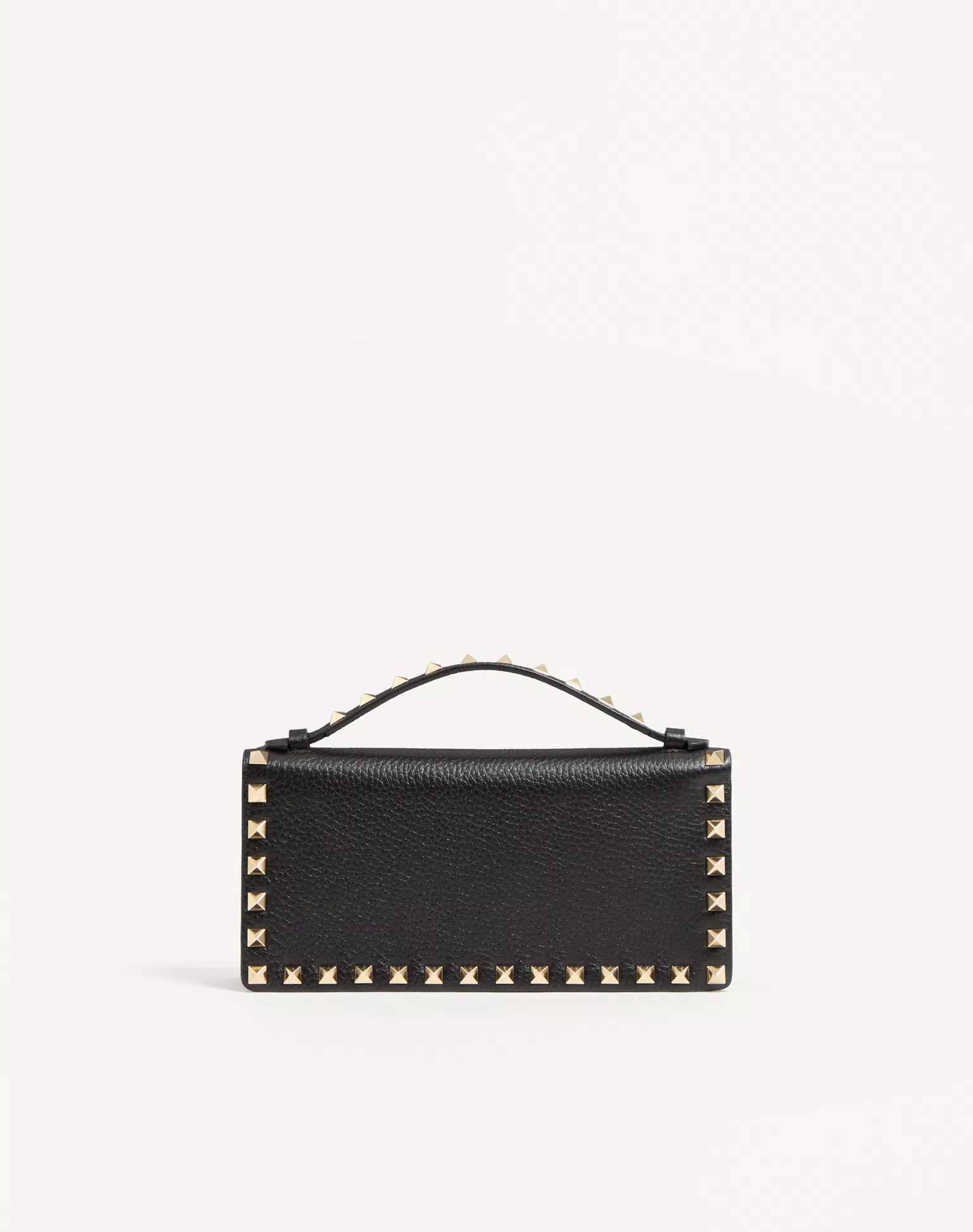 Valentino Rockstud Wallet With Chain In Grainy Calfskin