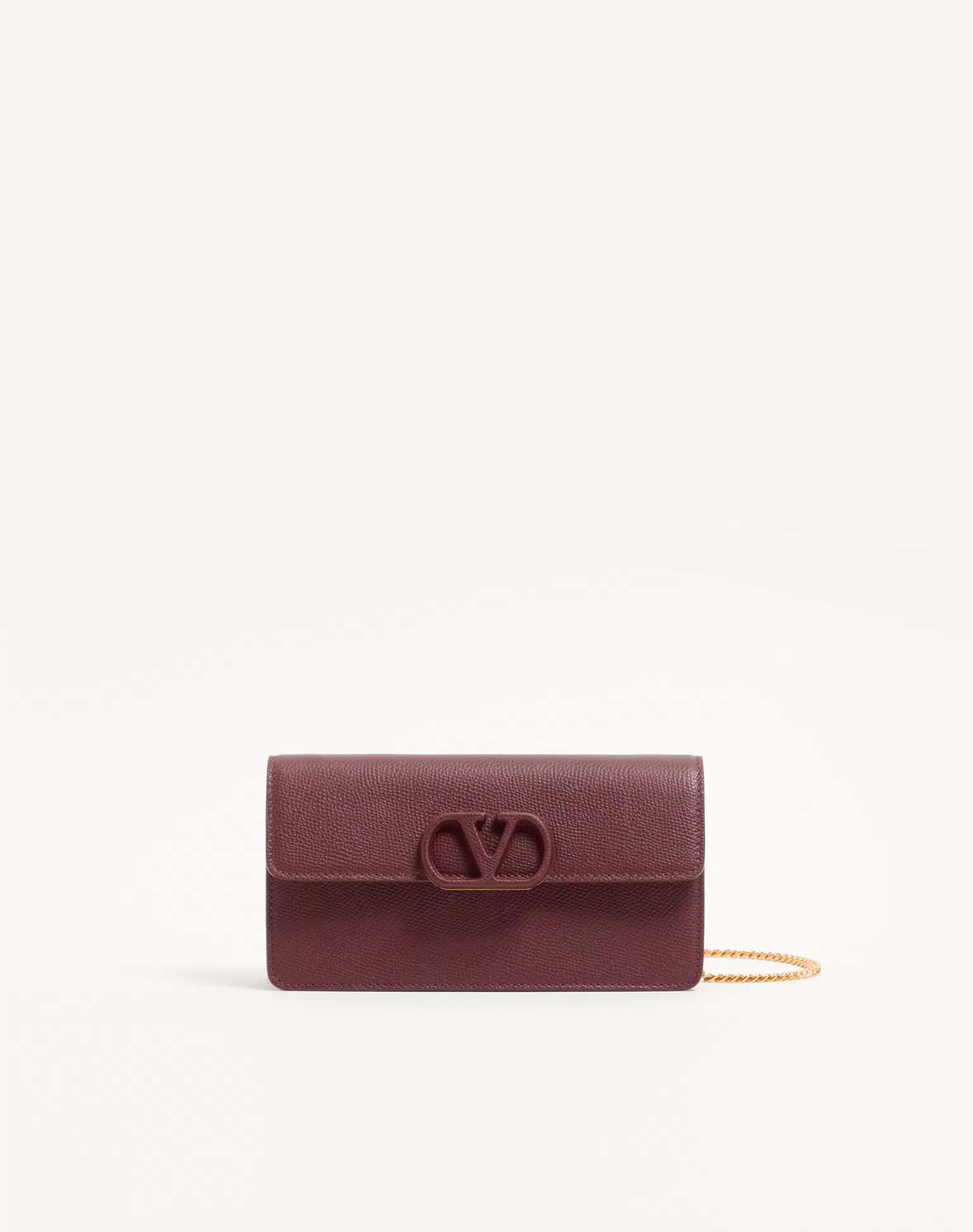 Valentino VLogo Signature Grainy Calfskin Wallet With Chain