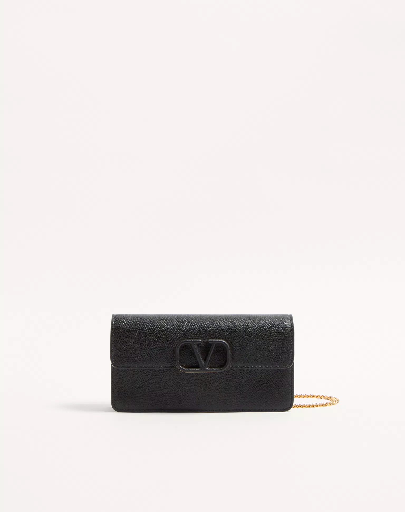 Valentino VLogo Signature Grainy Calfskin Wallet With Chain