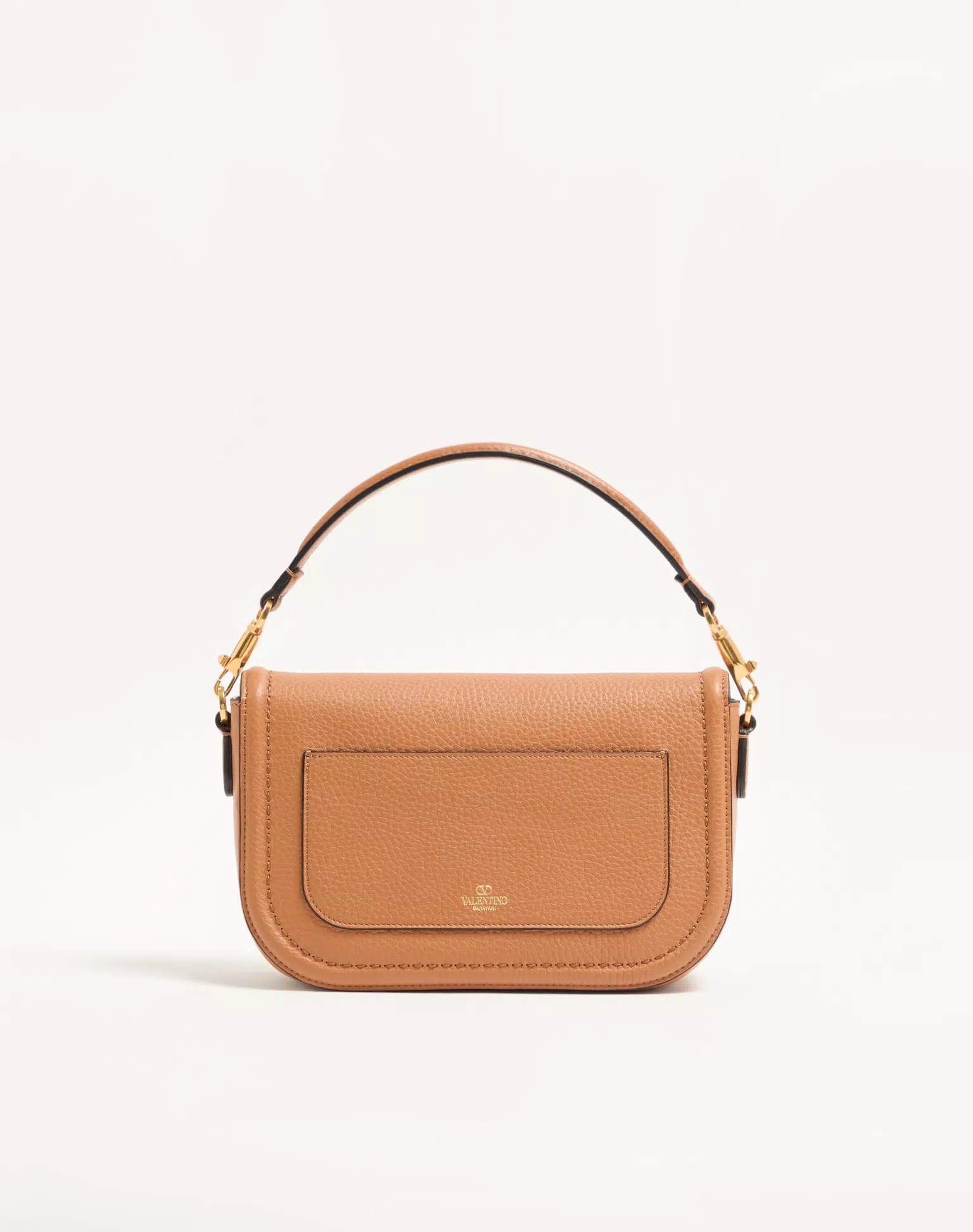 Valentino Garavani Alltime Shoulder Bag In Grainy Calfskin With Cherryfic Embroidered Ribbon Shoulder Strap.