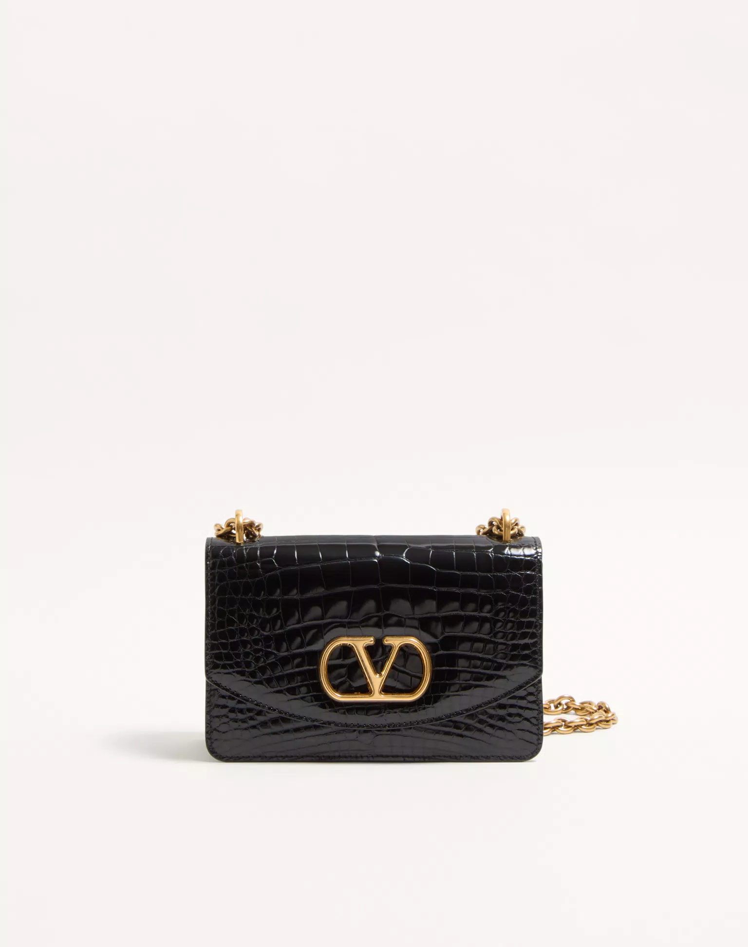 Valentino Garavani Vain Small Shoulder Bag In Crocodile Leather
