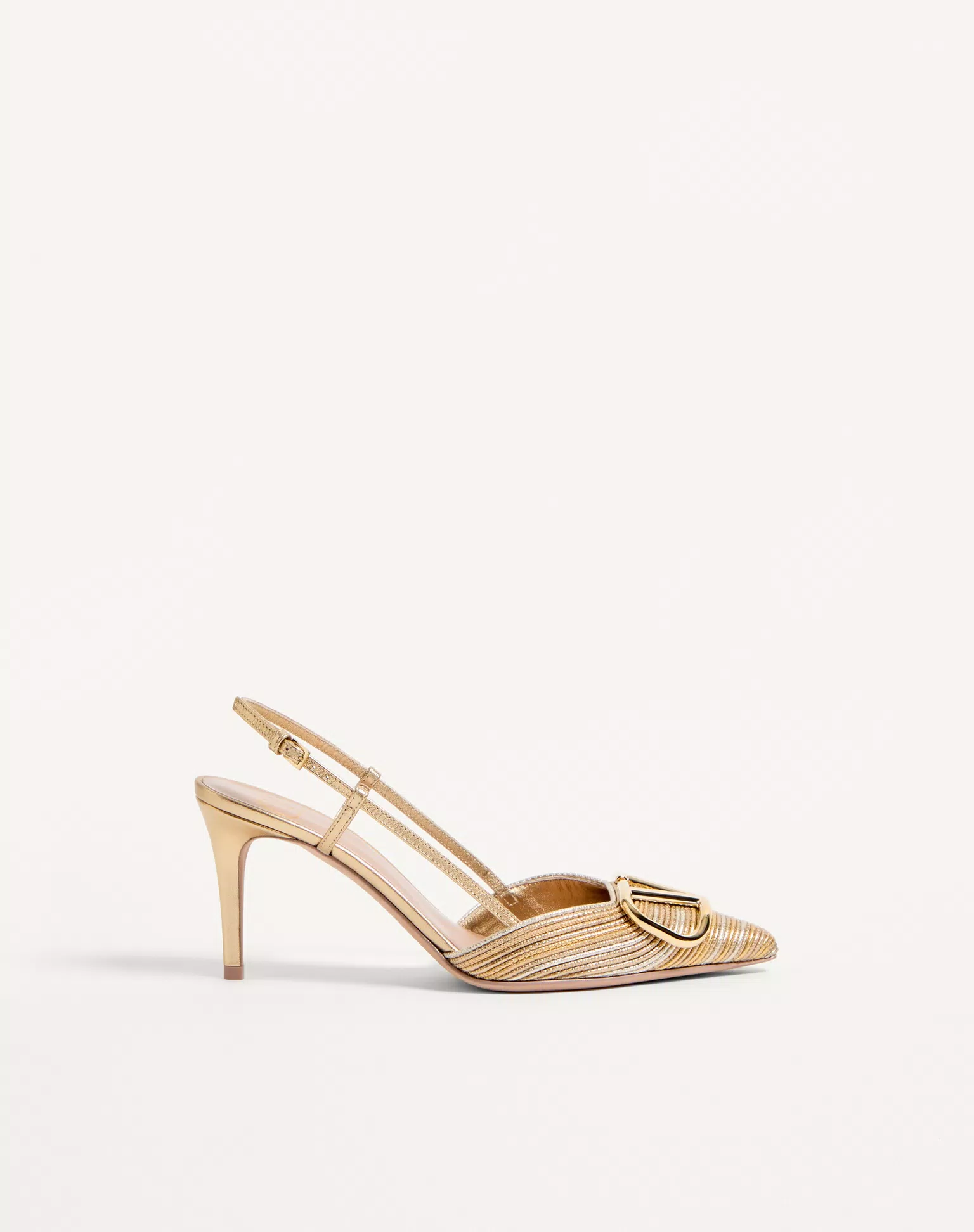 Valentino VLogo Signature Metallic Slingback Pumps With Cornely Embroidery 80Mm