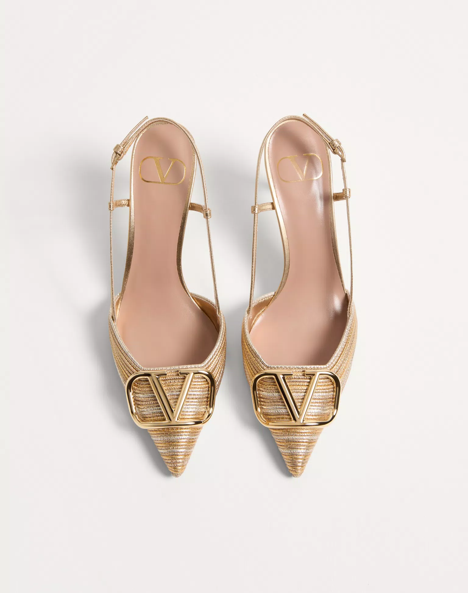 Valentino VLogo Signature Metallic Slingback Pumps With Cornely Embroidery 80Mm