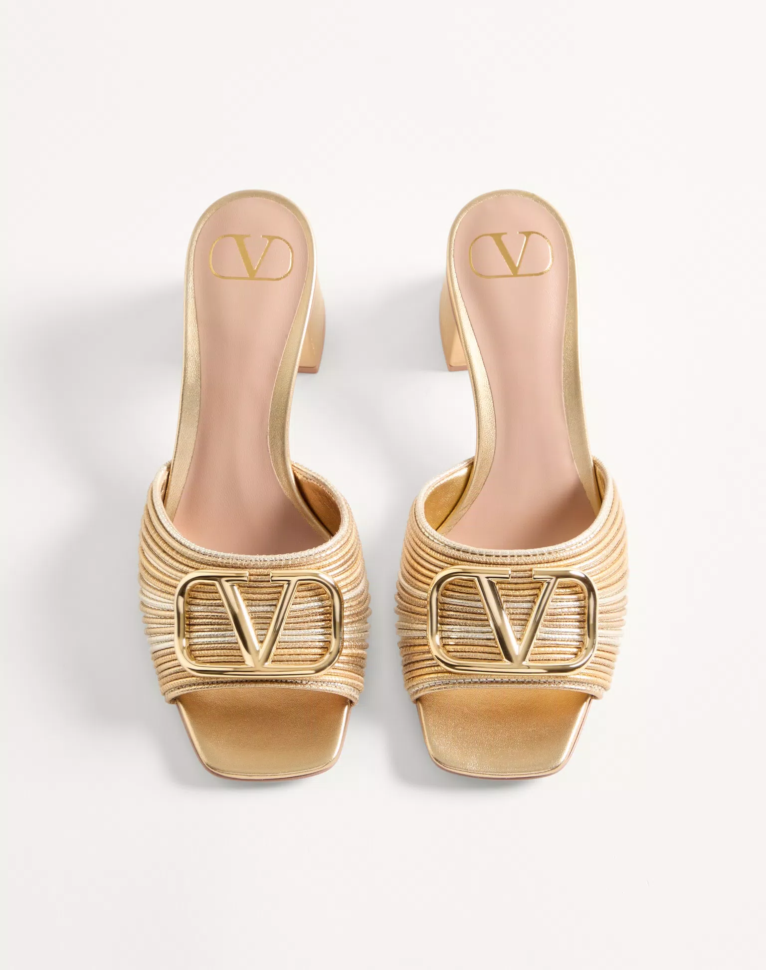 Valentino Metallic VLogo Signature Slide Sandal With Cornely Embroidery 60Mm