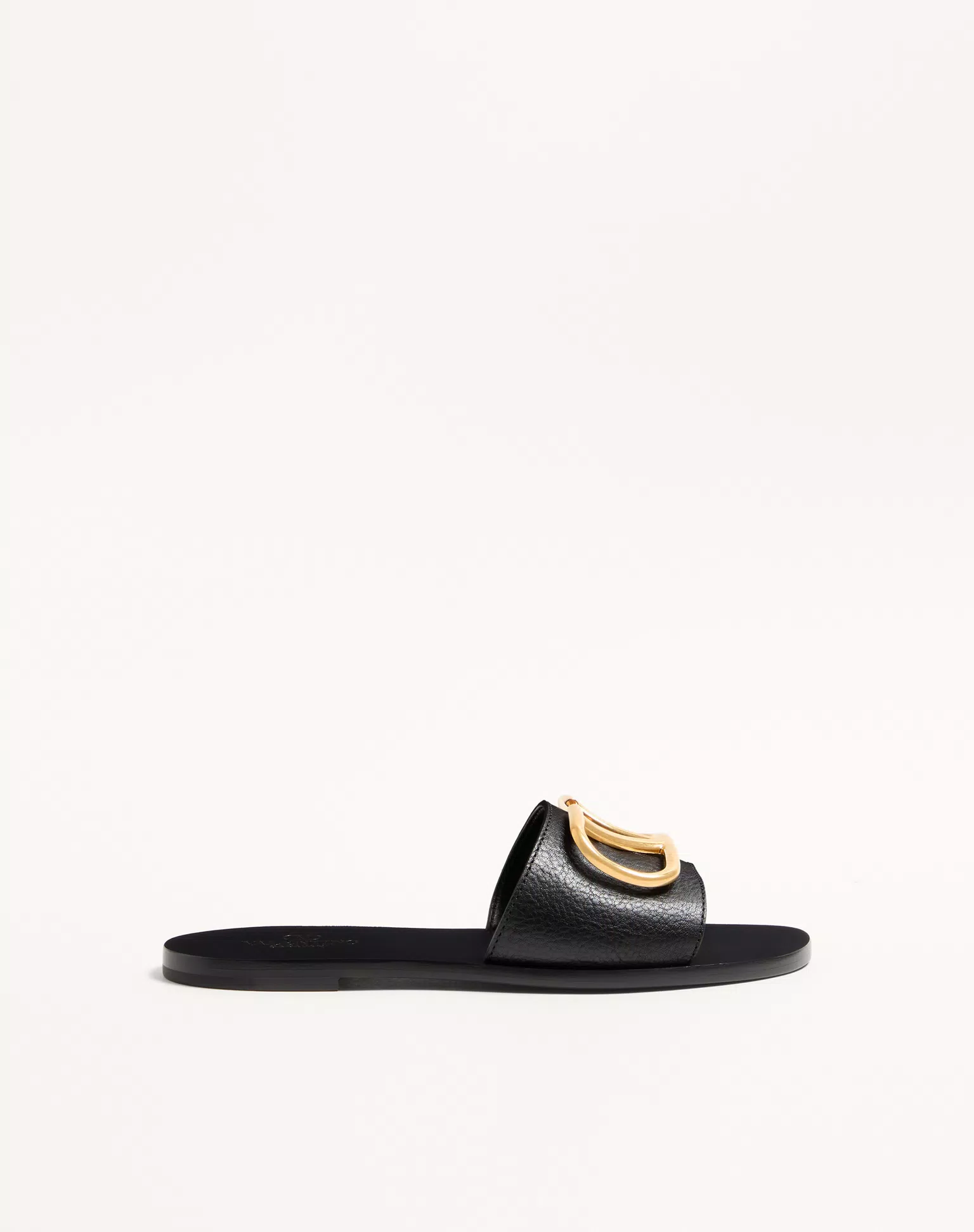 Valentino VLogo Signature Slide Sandal In Grainy Cowhide With Accessory