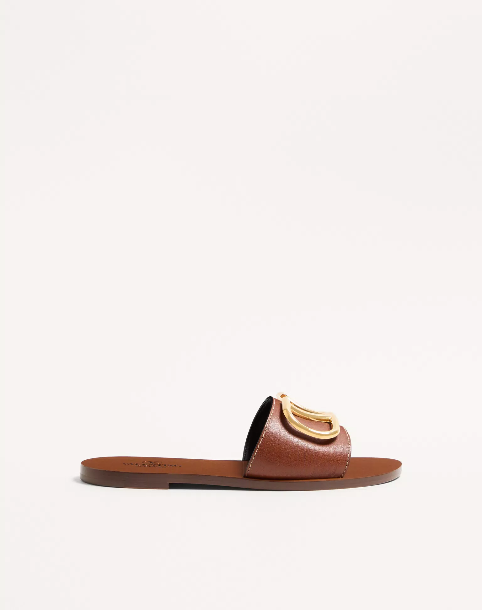 Valentino VLogo Signature Slide Sandal In Grainy Cowhide With Accessory