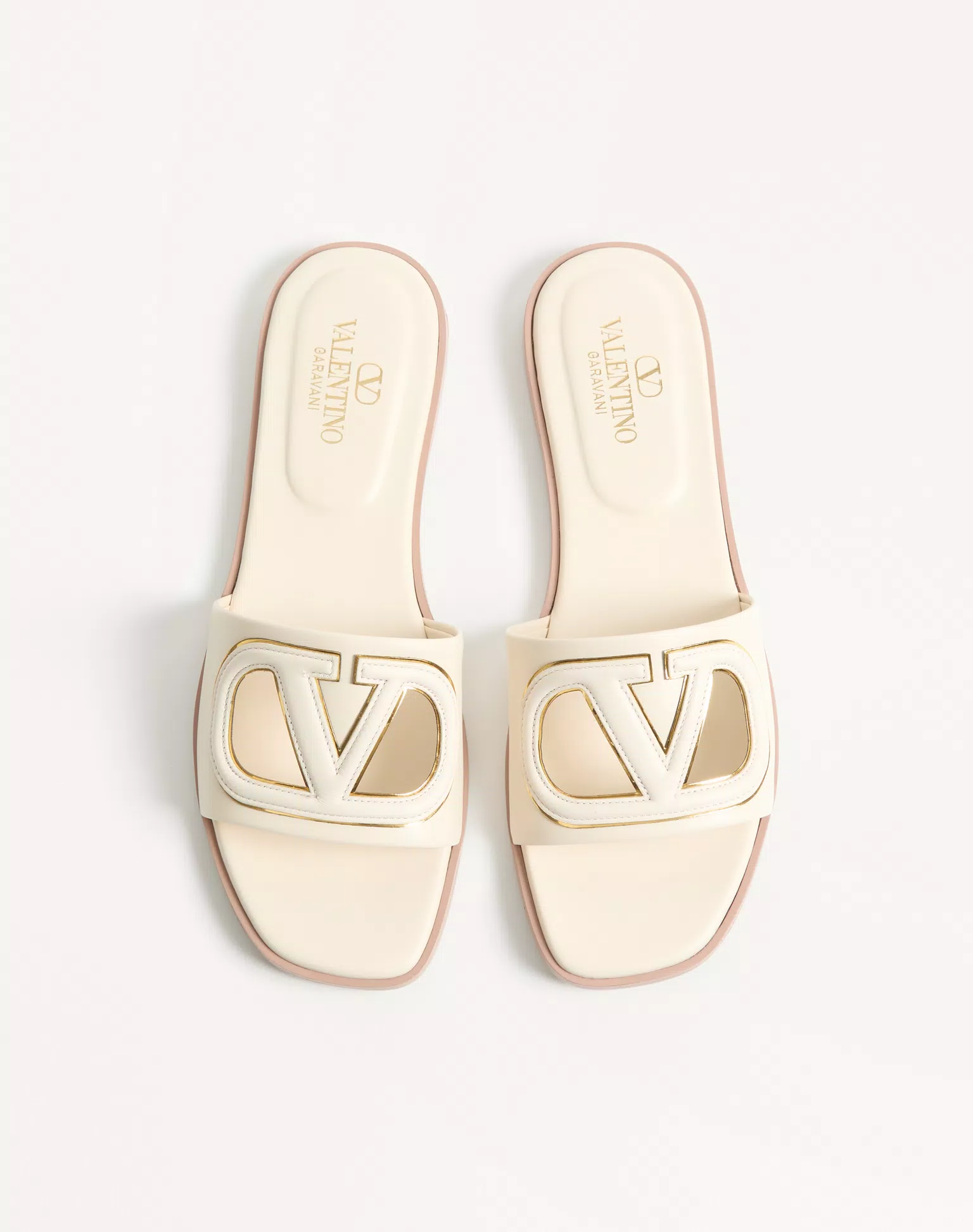 Valentino VLogo Cut-Out Calfskin Slide Sandal