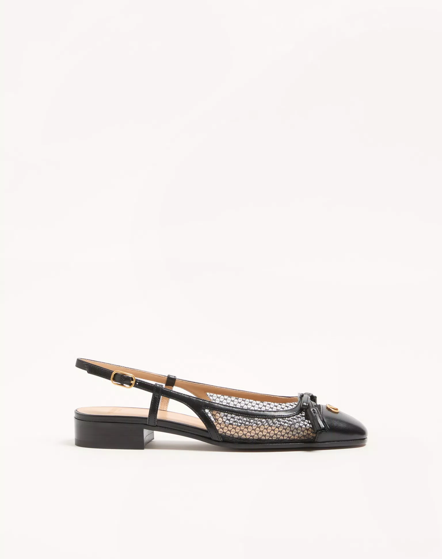 Valentino Valet Du Roi Slingback Ballerina In Mesh And Kidskin 25Mm