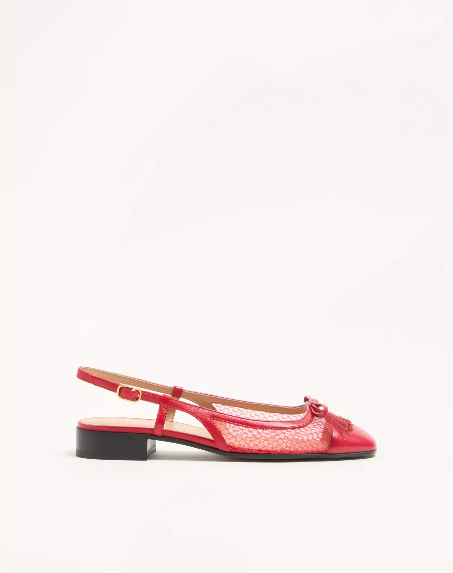 Valentino Valet Du Roi Slingback Ballerina In Mesh And Kidskin 25Mm