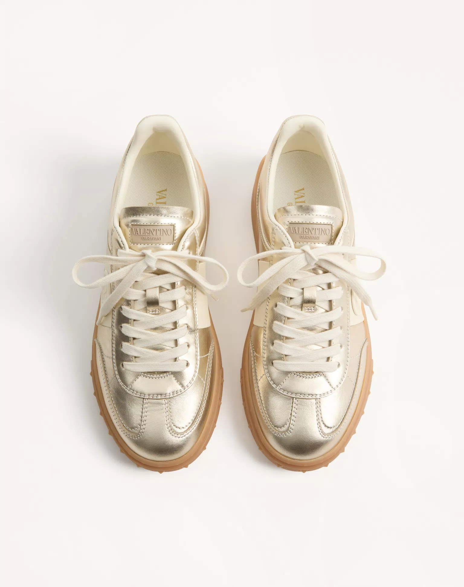 Valentino Upvillage Trainer In Laminated Calfskin With Nappa Calfskin Leather Band
