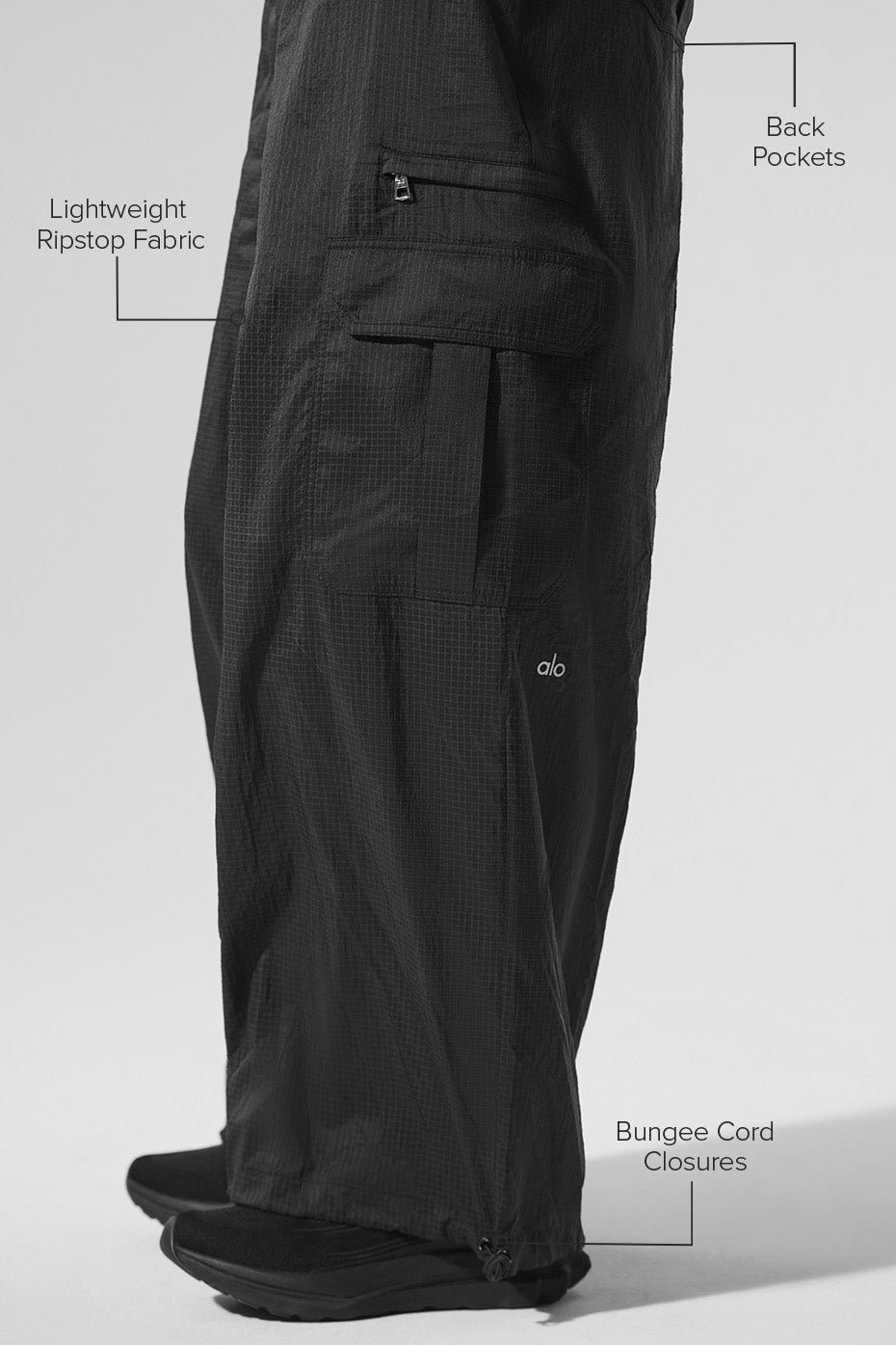 Alo Yoga Sheer Game Time Wide Leg Jogger - Black - imagen 2